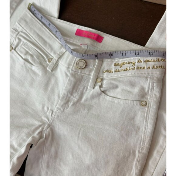 Lilly Pulitzer South Ocean Crop Skinny Jean In Resort White - Raw‎ Hem - Picture 15 of 16